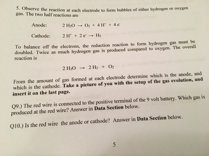 Solved o. Observe the reaction at each electrode to form