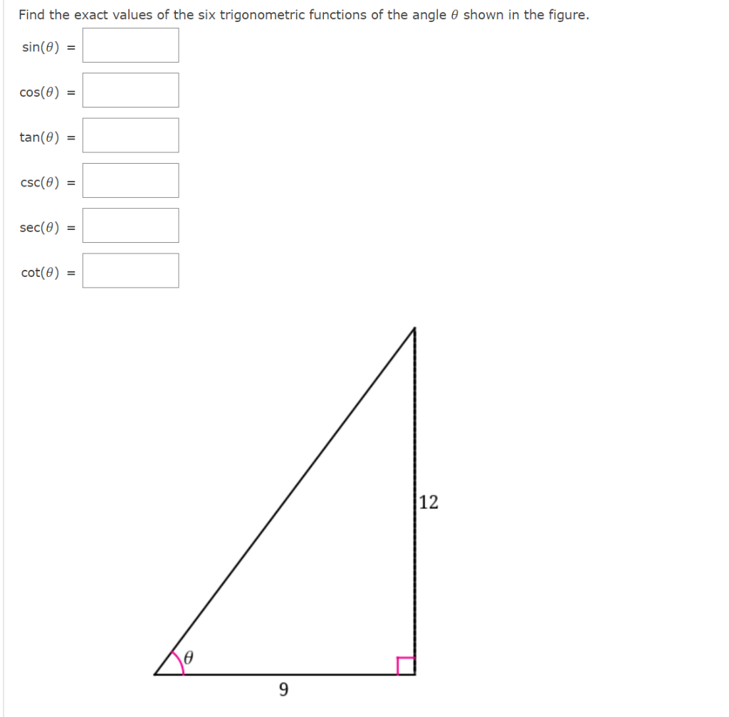 Solved Find the exact values of the six trigonometric | Chegg.com
