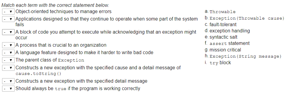 Solved Match each term with the correct statement below. y | Chegg.com