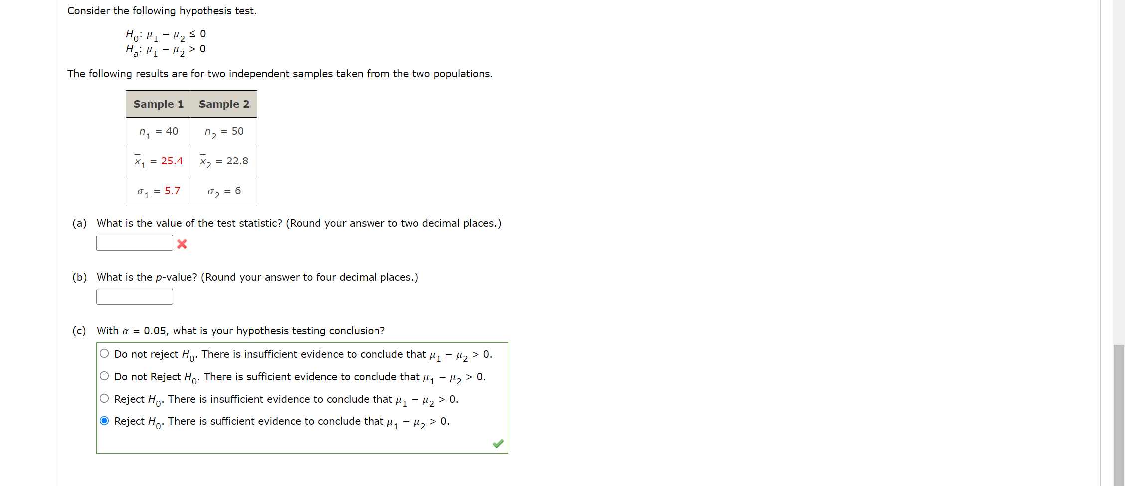 Solved Consider the following hypothesis test. | Chegg.com