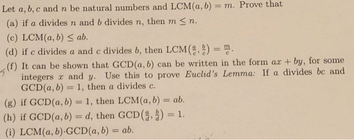 Solved Let A, B, C And N Be Natural Numbers And LCM(a, B) = | Chegg.com