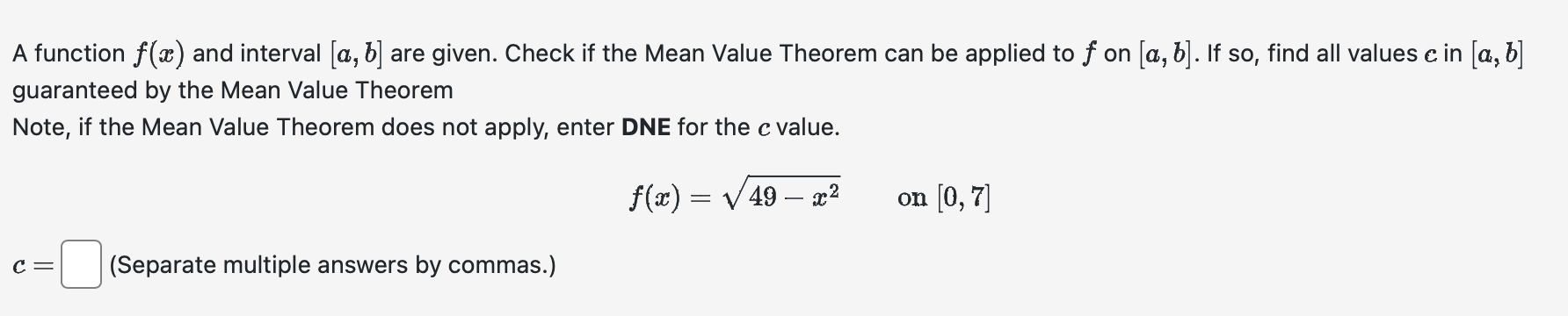 Solved A Function F(x) And Interval [a,b] Are Given. Check | Chegg.com