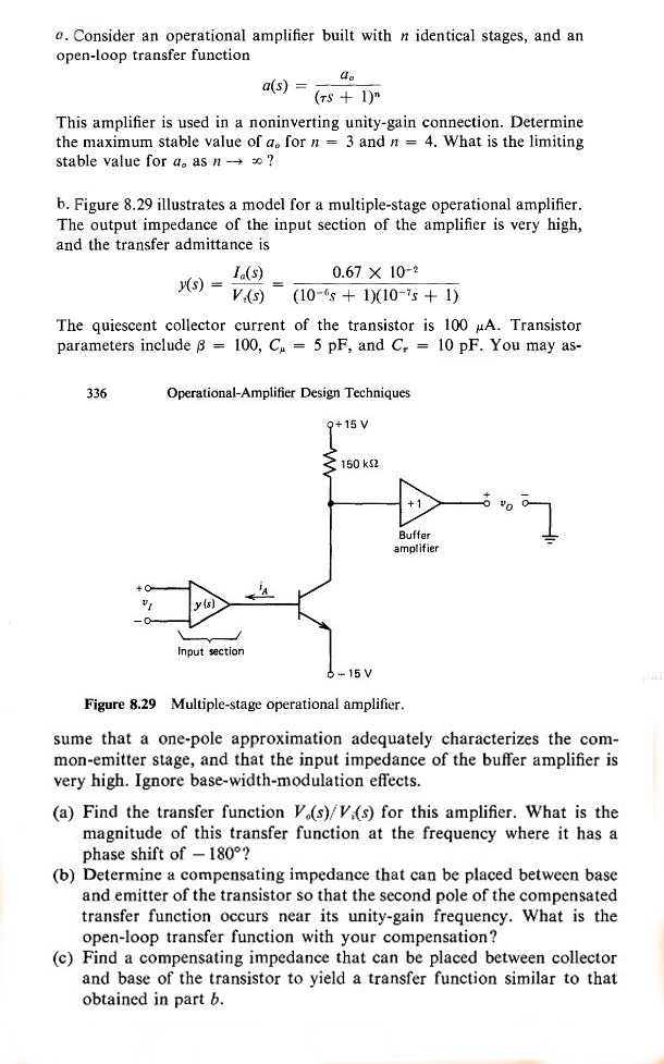 d. a. Consider an operational amplifier built with n | Chegg.com