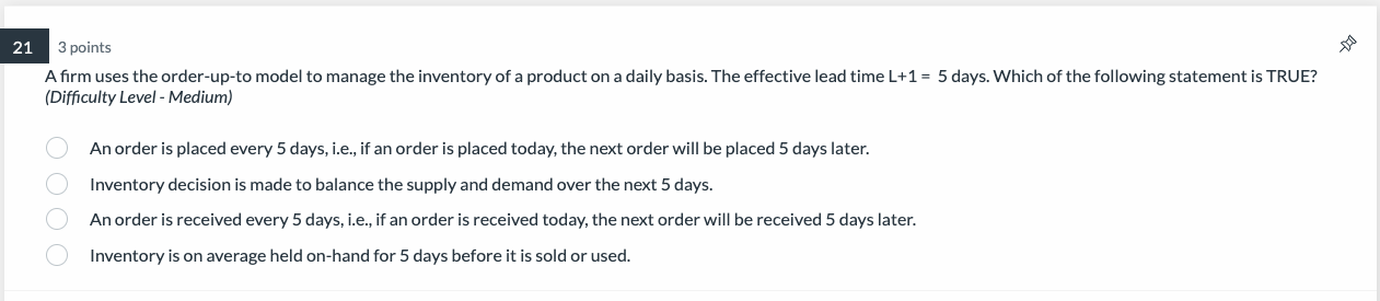 Solved A firm uses the order-up-to model to manage the | Chegg.com