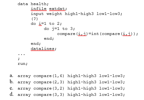 Solved [SAS PROGRAMMING]: Which of the following ARRAY | Chegg.com