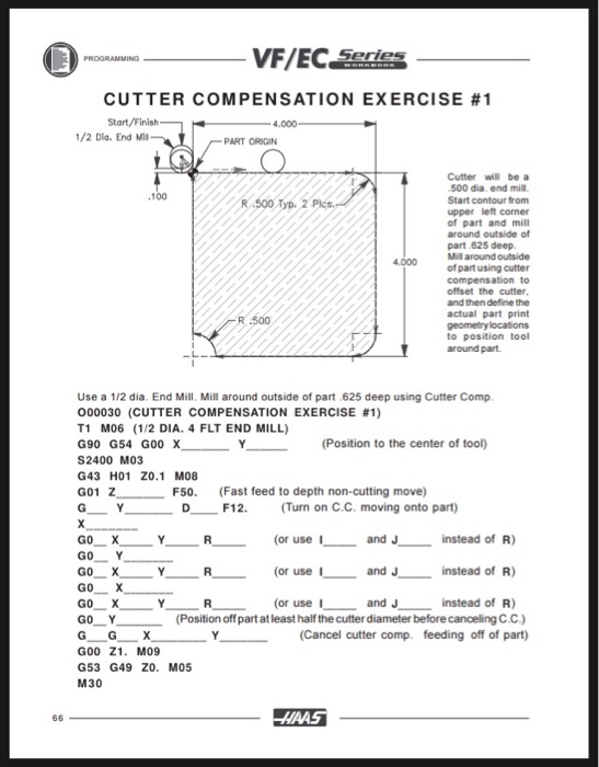 Solved This is a G code exercise all about cutter