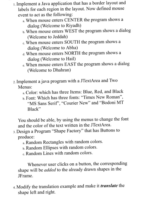 Solved . Implement a Java application that has a border