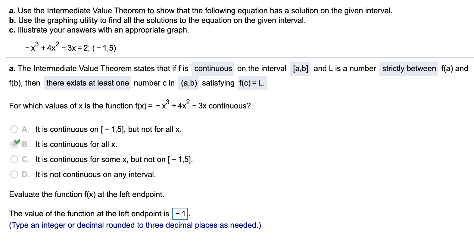Solved a. Use the Intermediate Value Theorem to show that | Chegg.com