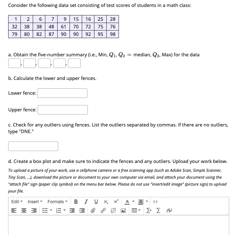 Solved Consider The Following Data Set Consisting Of Test 0425