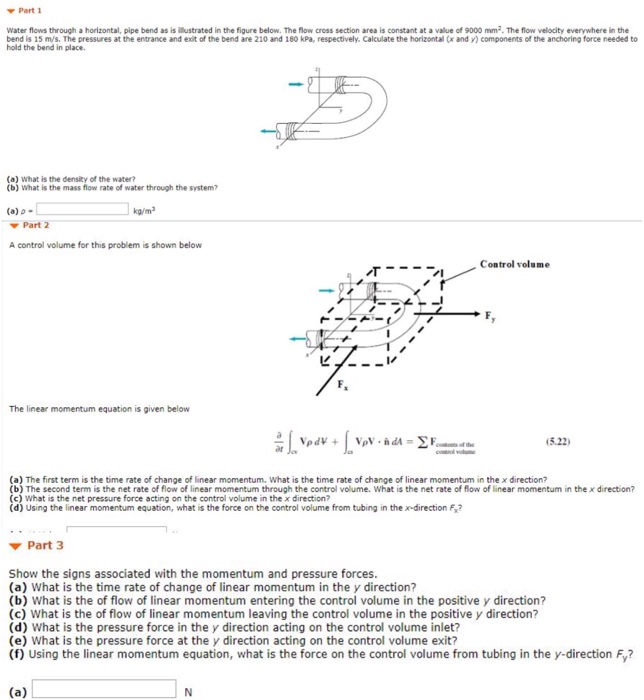 Solved Part 1 Water flows through a horizontal, pipe bend as | Chegg.com