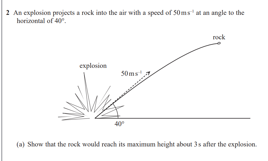 Solved 2 An explosion projects a rock into the air with a | Chegg.com