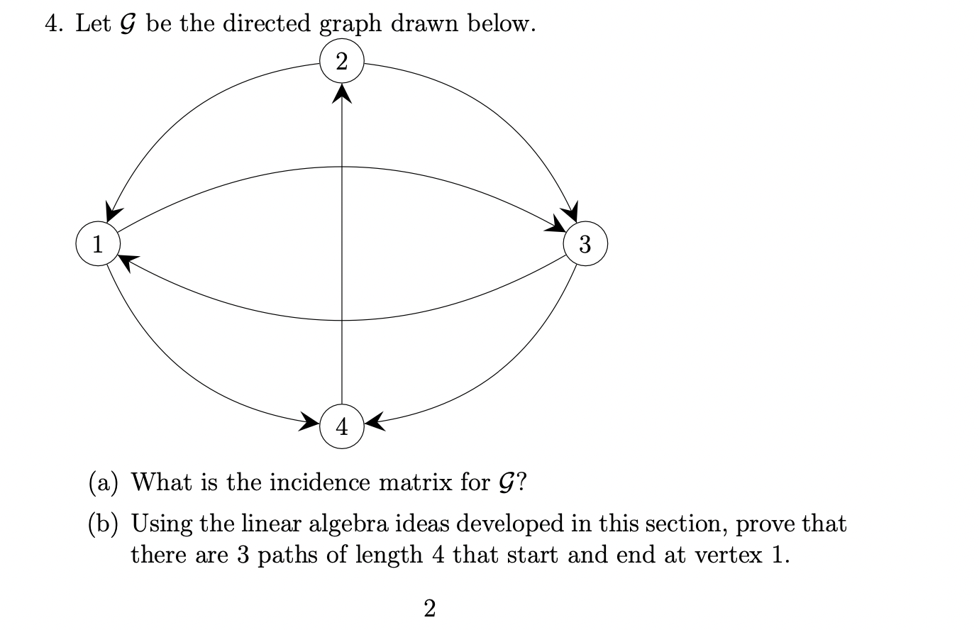 Solved 4. Let G be the directed graph drawn below. (a) What | Chegg.com