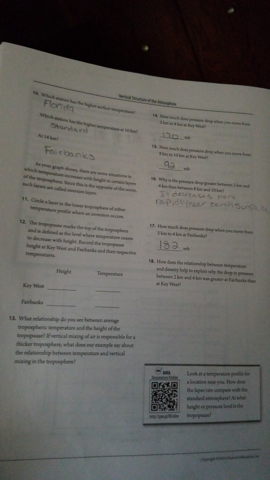 10. Which station has the higher surface temperature