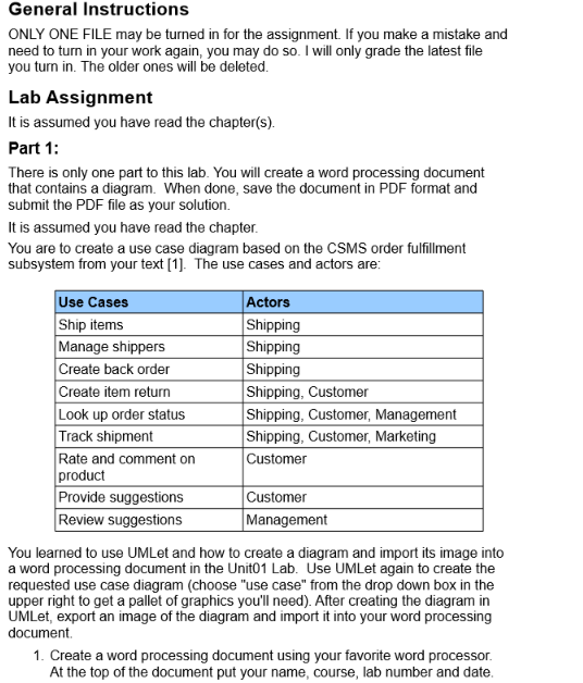 General Instructions ONLY ONE FILE may be turned in | Chegg.com