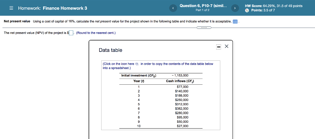Solved Homework: Finance Homework 3 Question 6, P10-7 | Chegg.com
