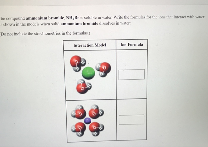 Solved He Compound Ammonium Bromide Nh4br Is Soluble In 4761