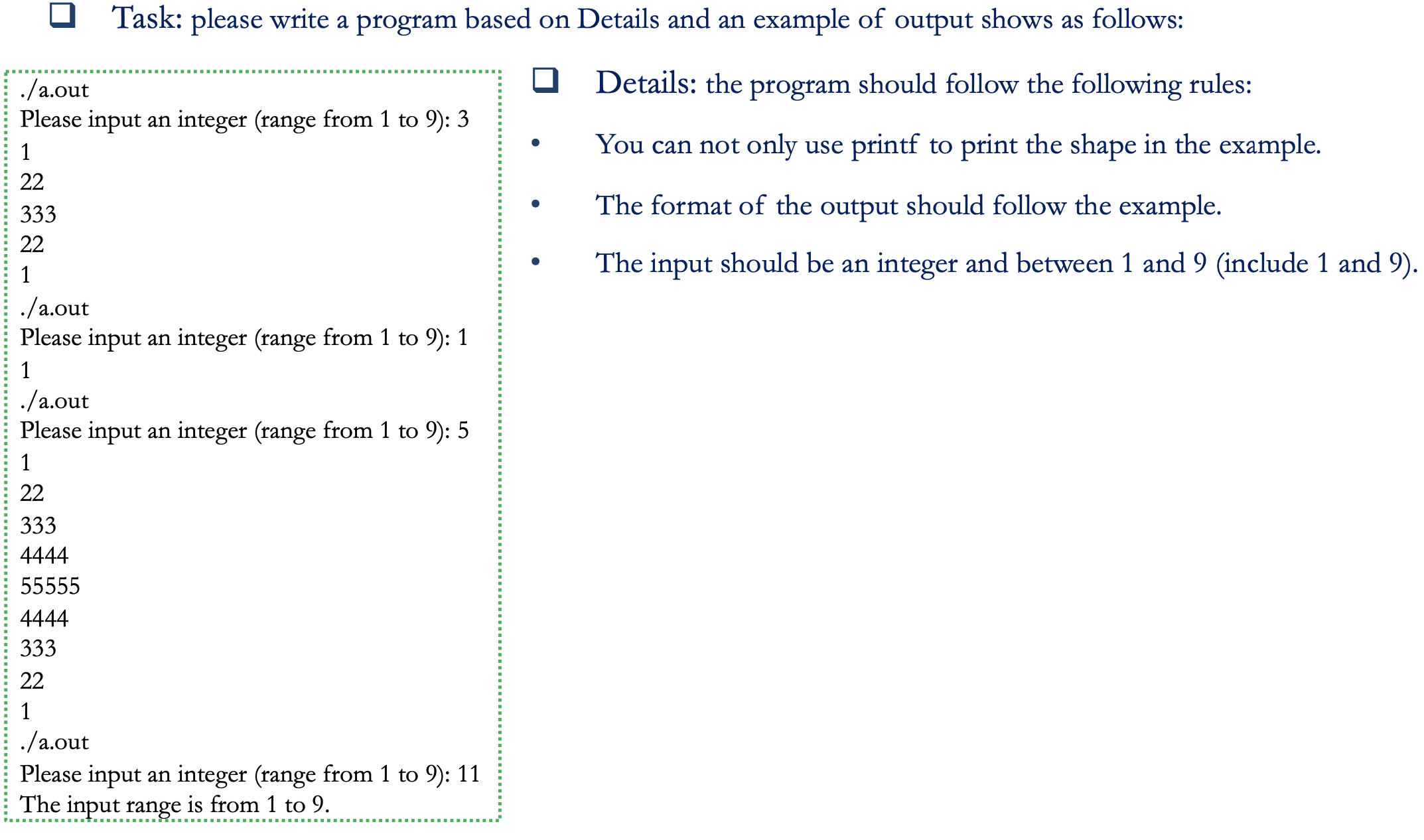 Solved Task: please write a program based on Details and an | Chegg.com