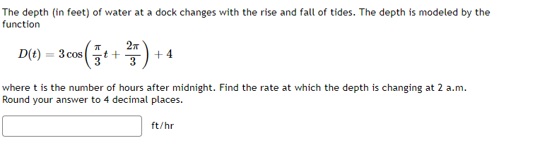 Solved The depth (in feet) of water at a dock changes with | Chegg.com