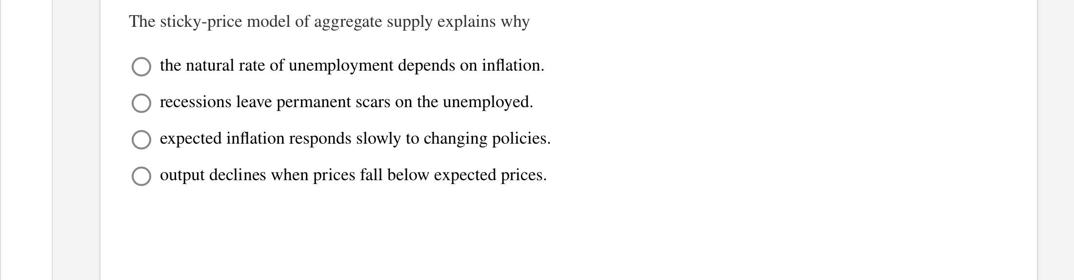 Solved The stickyprice model of aggregate supply explains