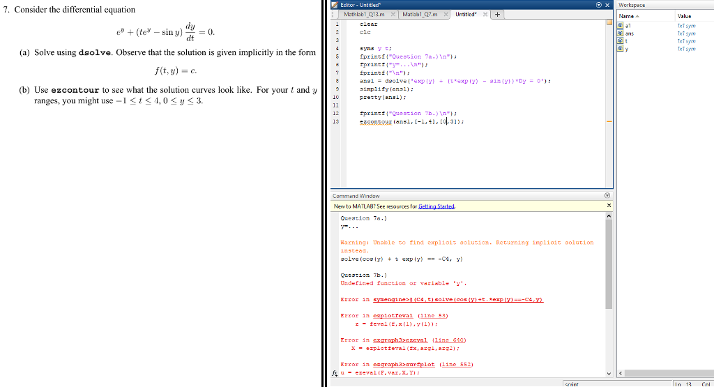 Matlab Differential Equation