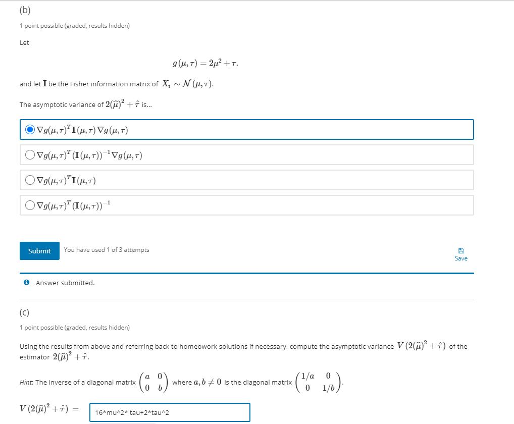 Solved (b) 1 Point Possible (graded, Results Hidden) Let G | Chegg.com