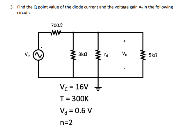 3. Find the Q point value of the diode current and | Chegg.com