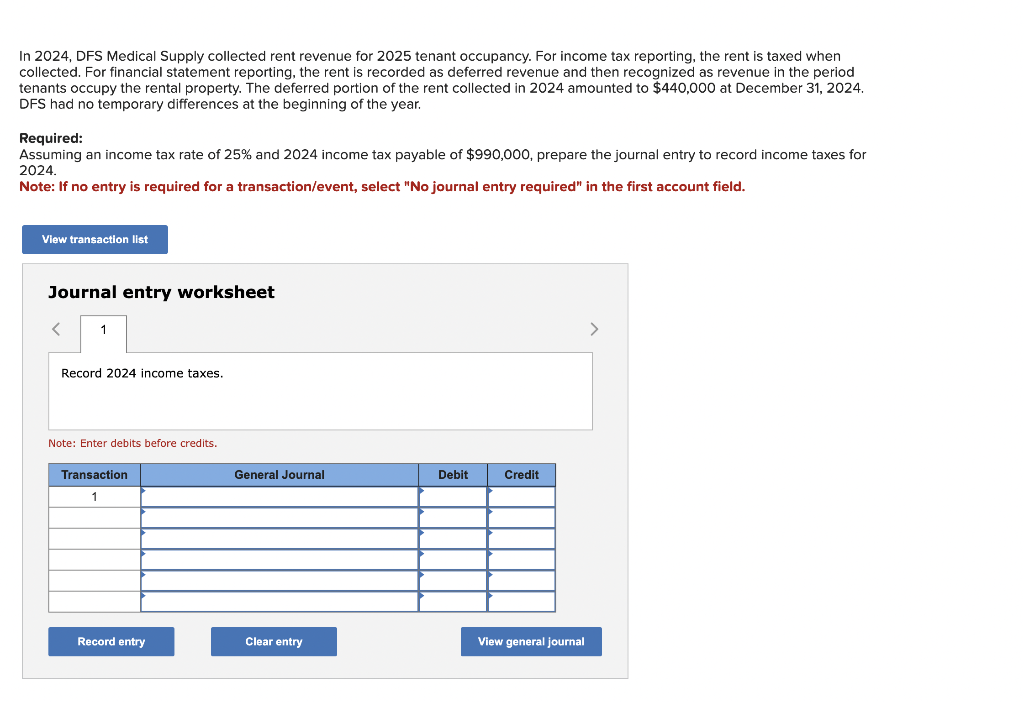 Solved In 2024, DFS Medical Supply collected rent revenue