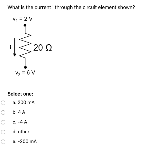 Solved What is the current i through the circuit element | Chegg.com