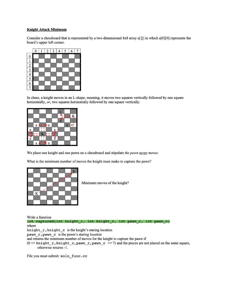 Solved Knight Attack Minimum Consider a chessboard that is | Chegg.com