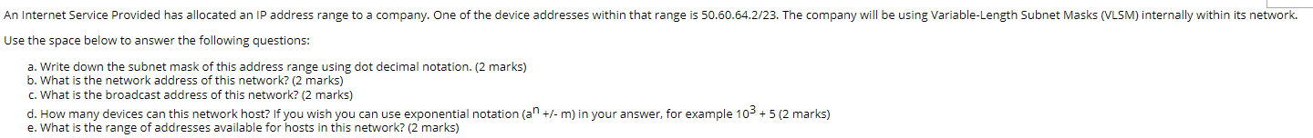 Solved An Internet Service Provided has allocated an IP | Chegg.com