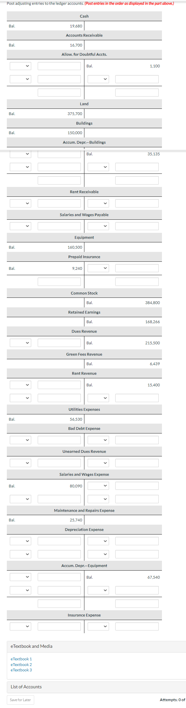 Solved Post the adjusting entries to the ledger account each | Chegg.com