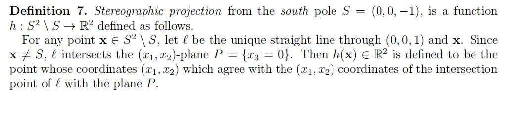 Solved Definition 7. Stereographic projection from the south | Chegg.com