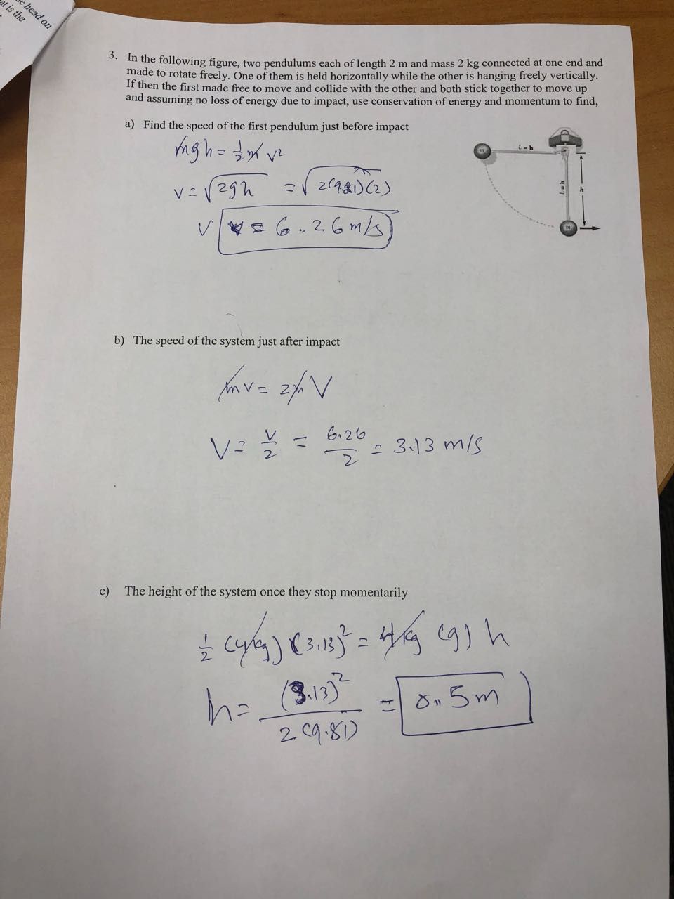 Solved 3. In the following figure, two pendulums each of | Chegg.com