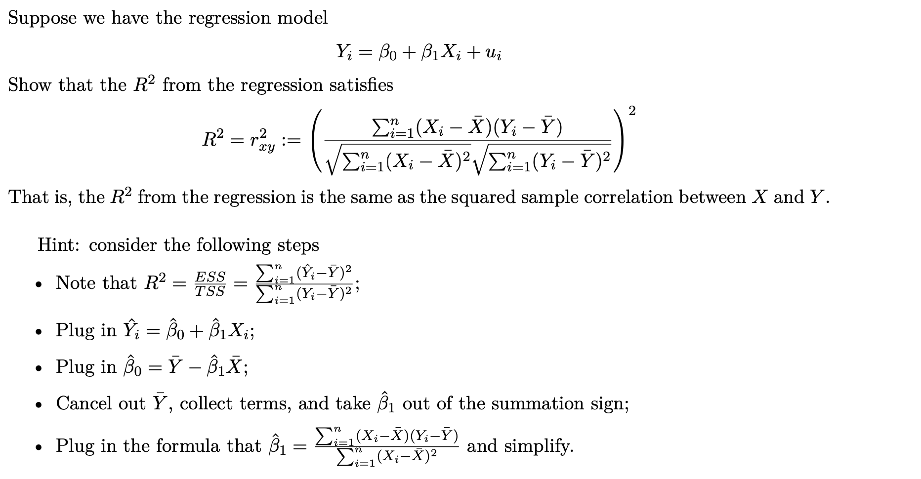 Solved Suppose we have the regression model Show that the R² | Chegg.com