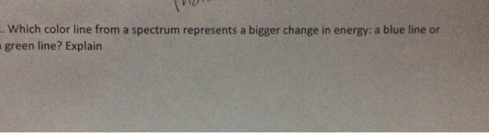 Solved Which color line from a spectrum represents a bigger | Chegg.com
