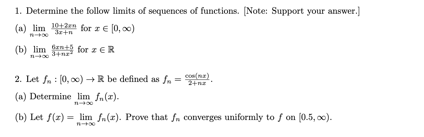 Solved 1. Determine the follow limits of sequences of | Chegg.com