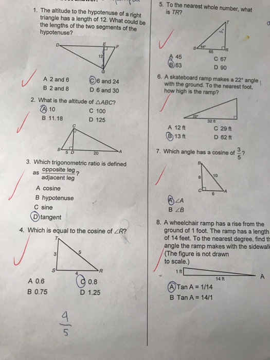 Solved 1. The altitude to the hypotenuse of a right triangle | Chegg.com