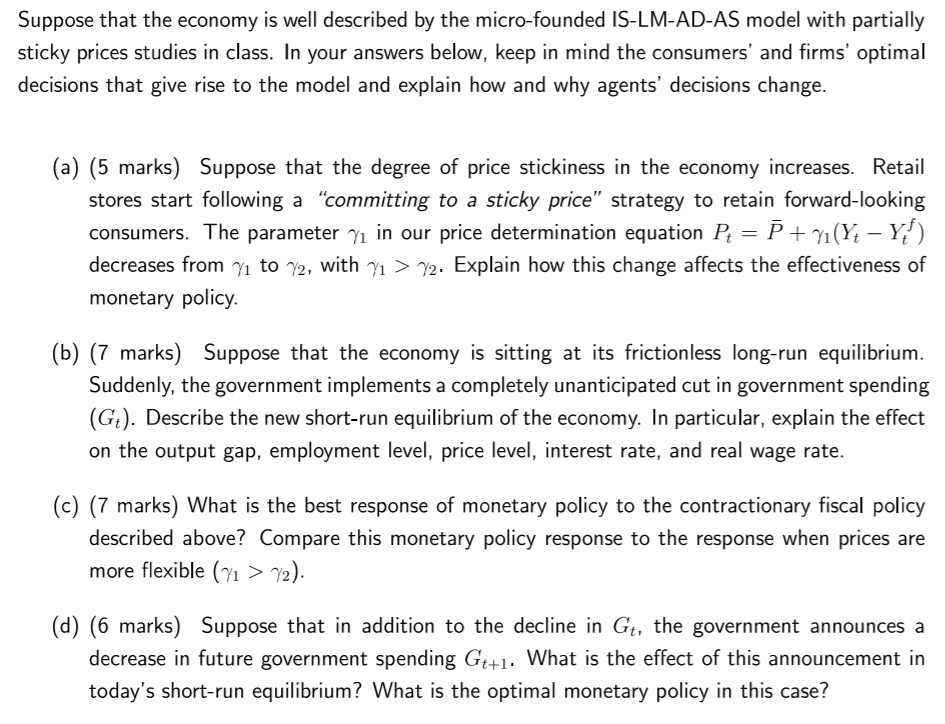 Solved Suppose That The Economy Is Well Described By The | Chegg.com