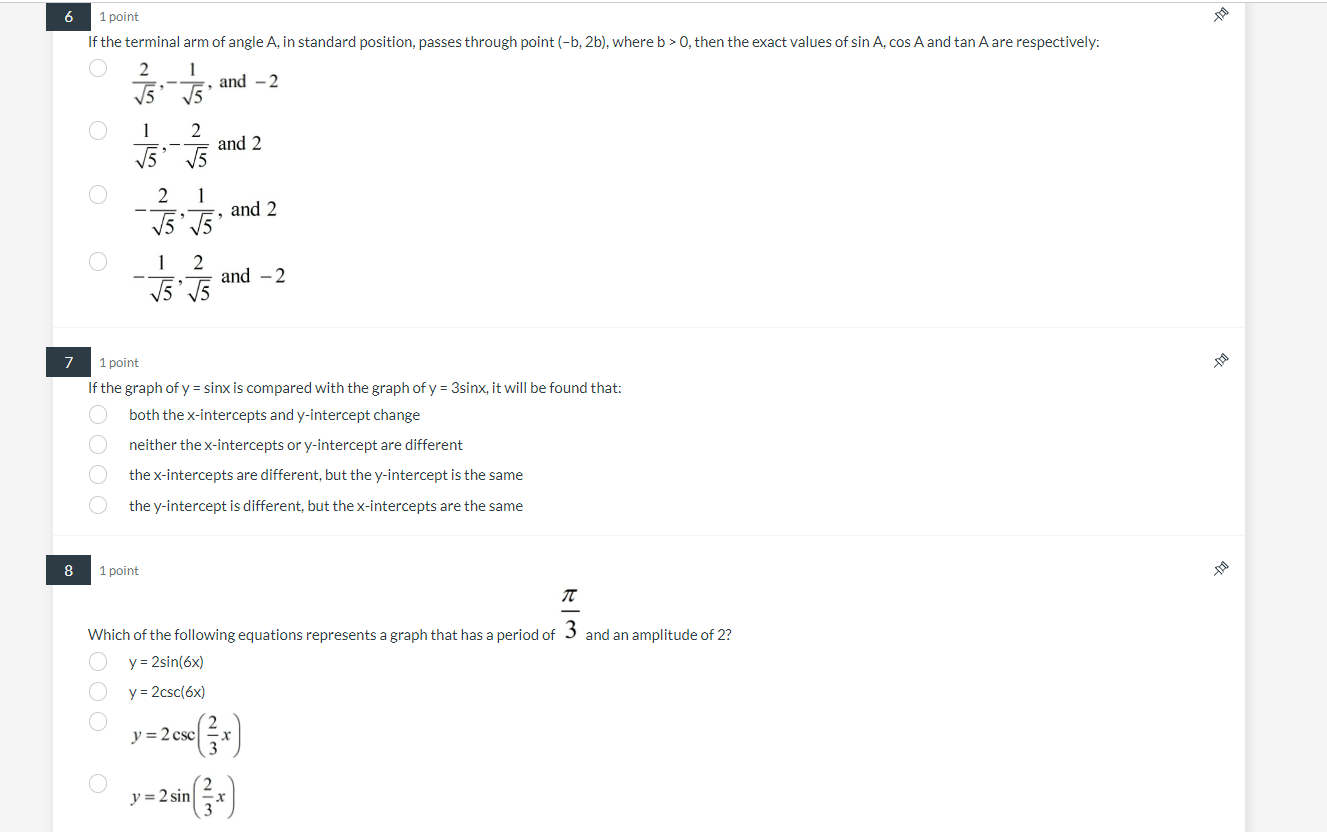 Solved If the terminal arm of angle A, in standard position, | Chegg.com