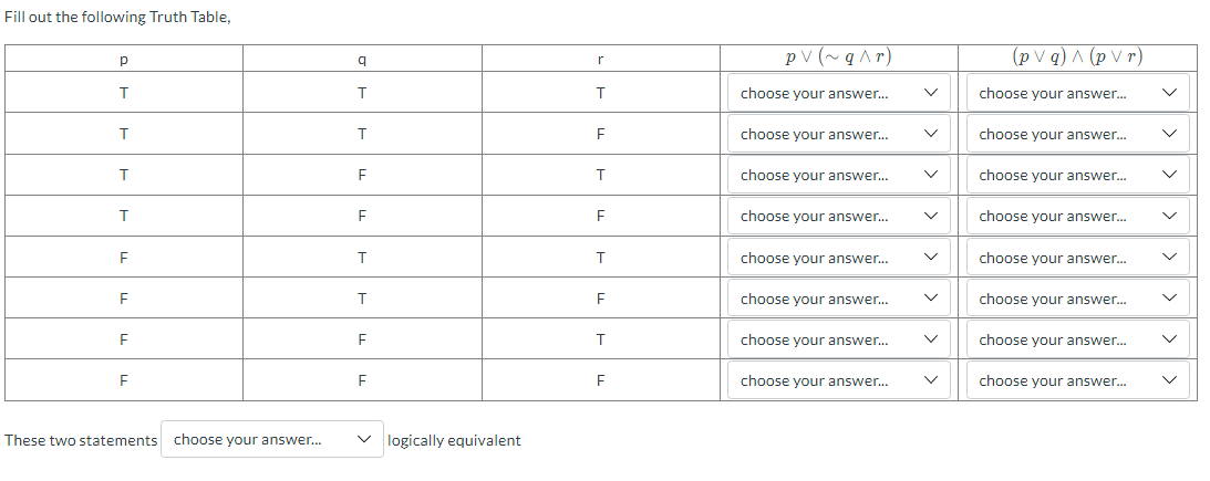 Solved Fill out the following Truth Table, | Chegg.com