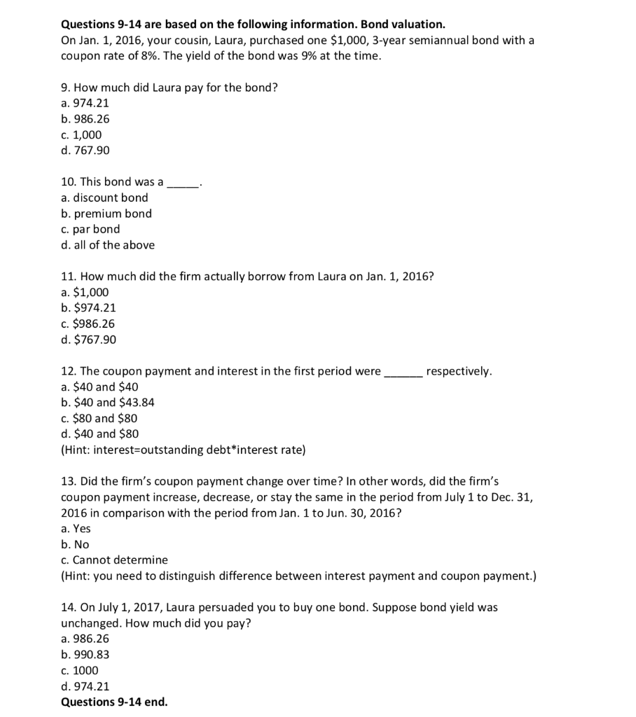 Solved Questions 9-14 are based on the following | Chegg.com