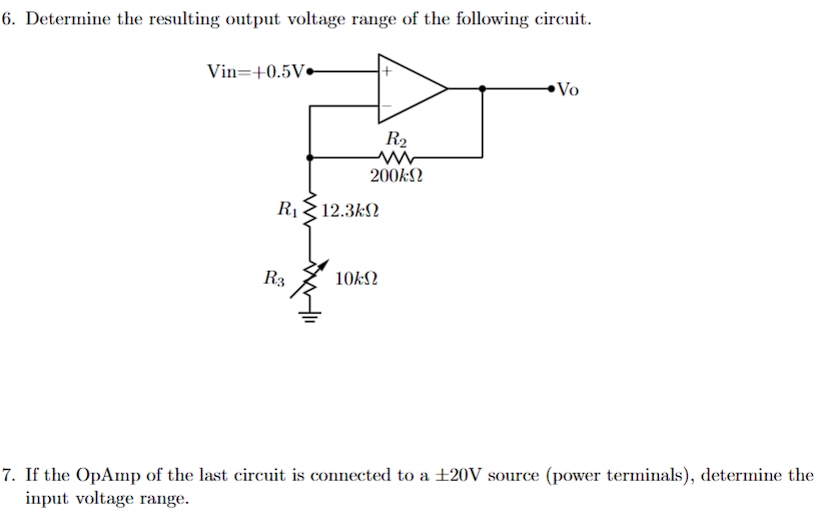 Solved Determine the resulting output voltage range of the | Chegg.com