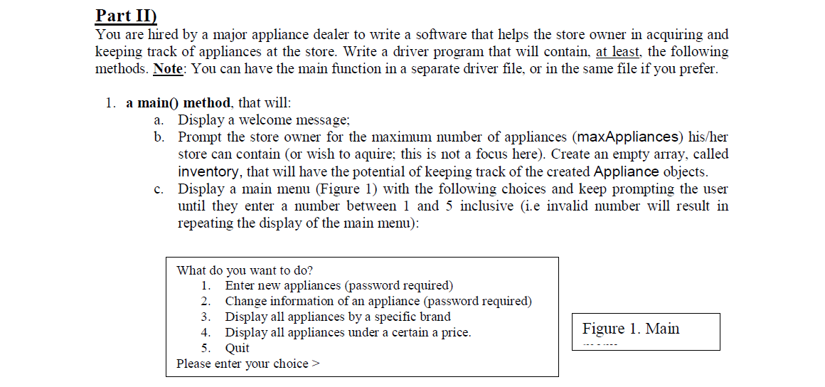 Solved Part II) You are hired by a major appliance dealer to