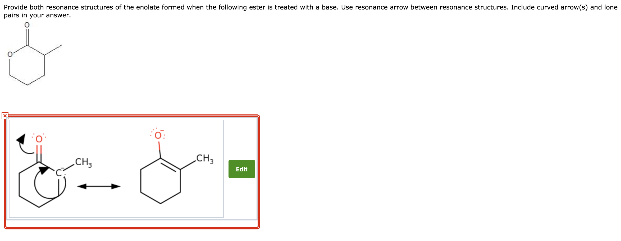 Solved Provide both resonance structures of the enolate