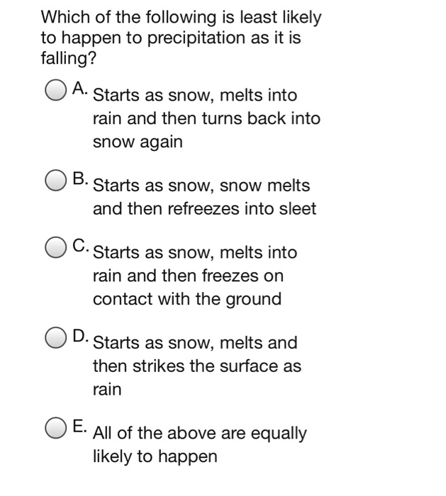 Solved Which of the following is least likely to happen to | Chegg.com