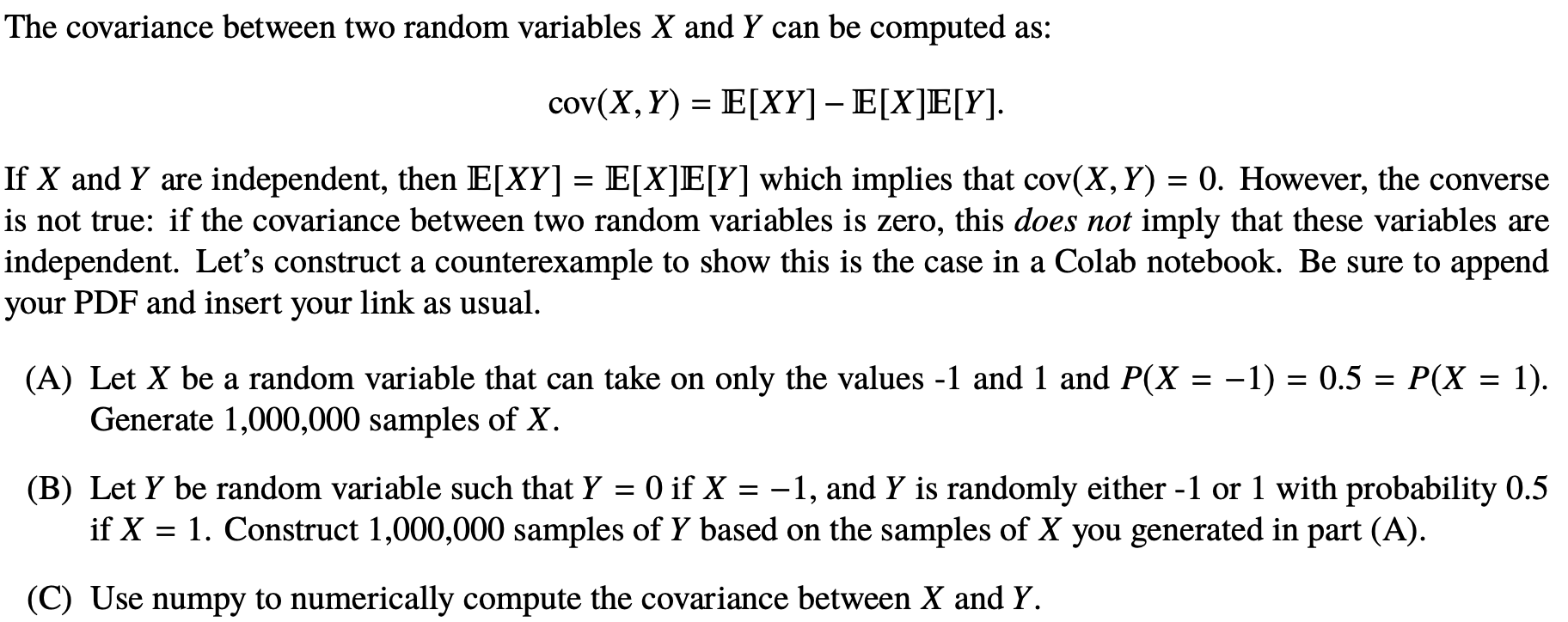 The covariance between two random variables X and Y | Chegg.com