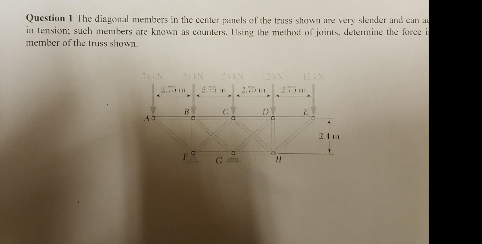 Solved Question 1 ﻿The diagonal members in the center panels