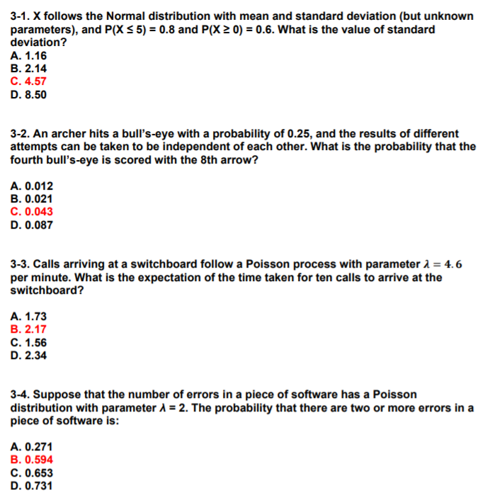Solved 3-1. X follows the Normal distribution with mean and | Chegg.com