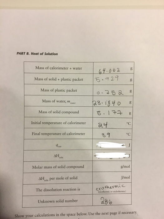 Solved Use the data and calculate the table values that are | Chegg.com