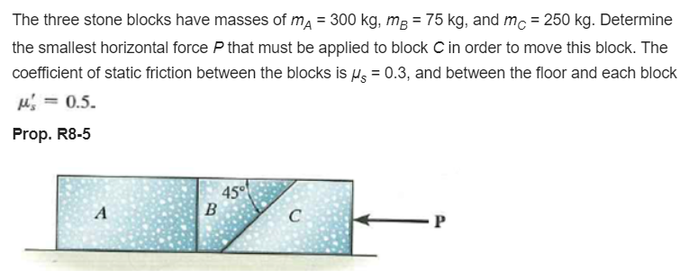 Solved The three stone blocks have masses of mA 300 kg m3